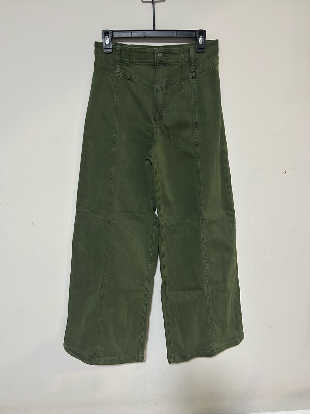 Free People We The Free Libre Wide Leg Pants Olive Green Thyme Size 29 NWOT 528